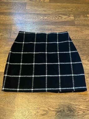 Primark Black and White Windowpane Mini Skirt